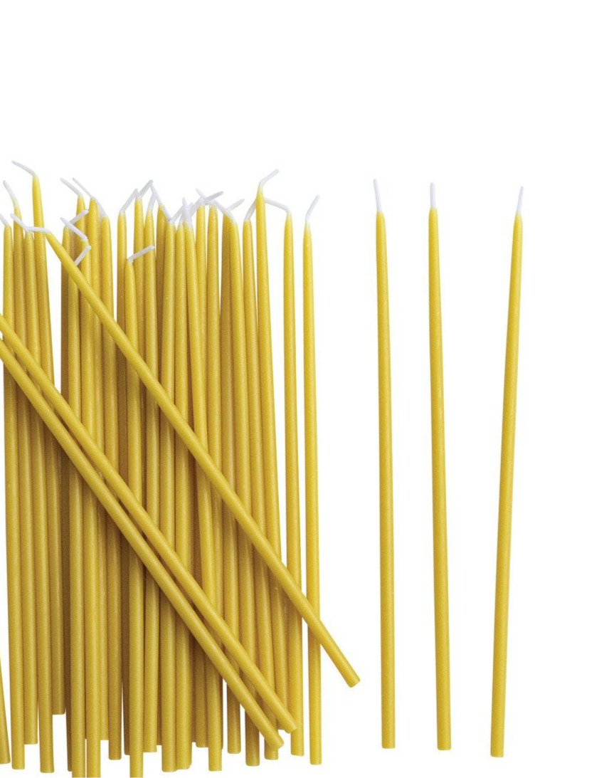 1/4in Unscented Thin Taper Candles, mixed colors set of 15