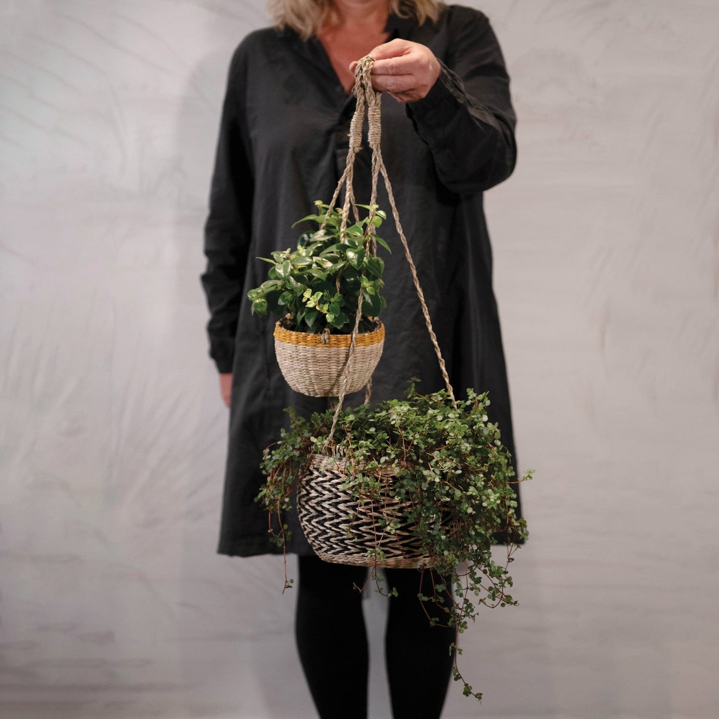 6in Hand-Woven Hanging Basket Planter