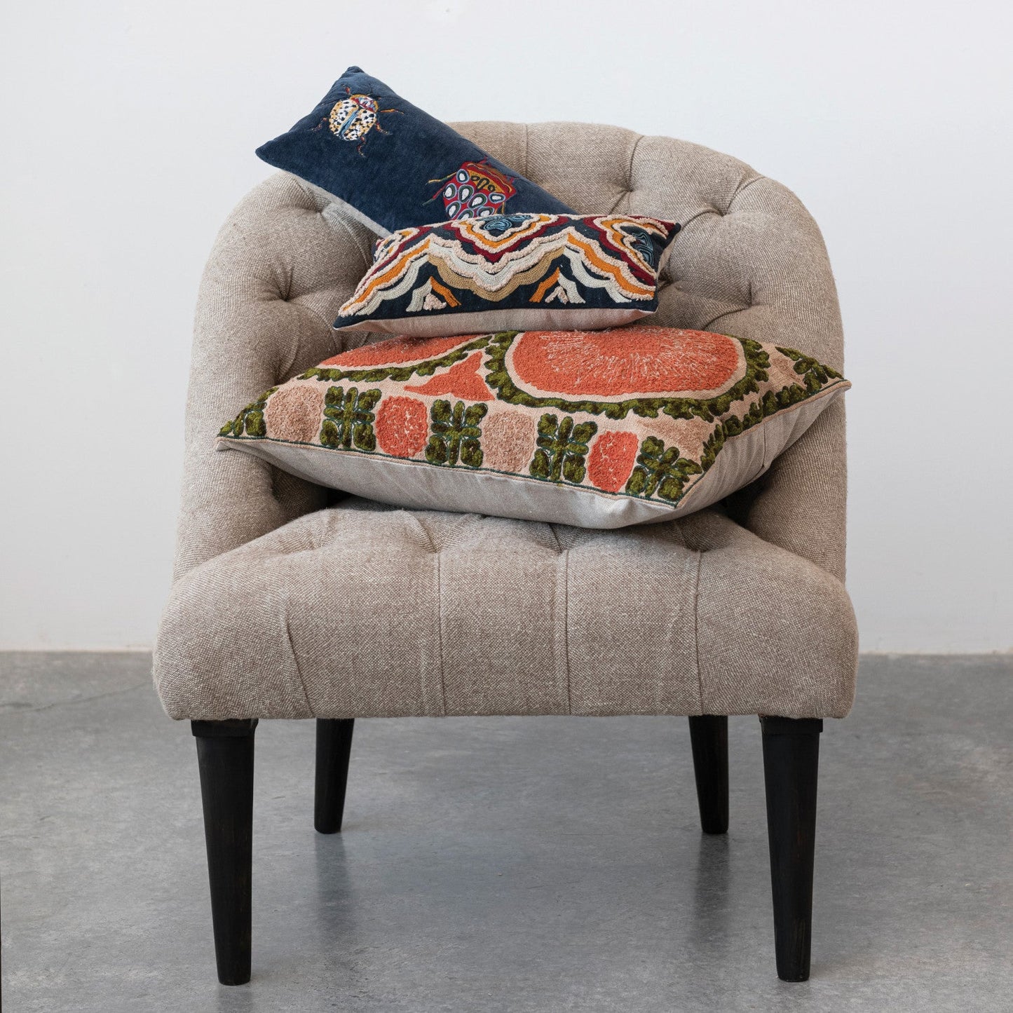 Beetle Velvet Embroidered Lumbar Pillow
