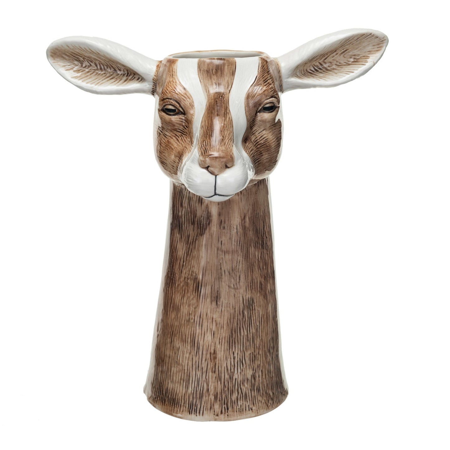 Goat Hand-Painted Stoneware Vase
