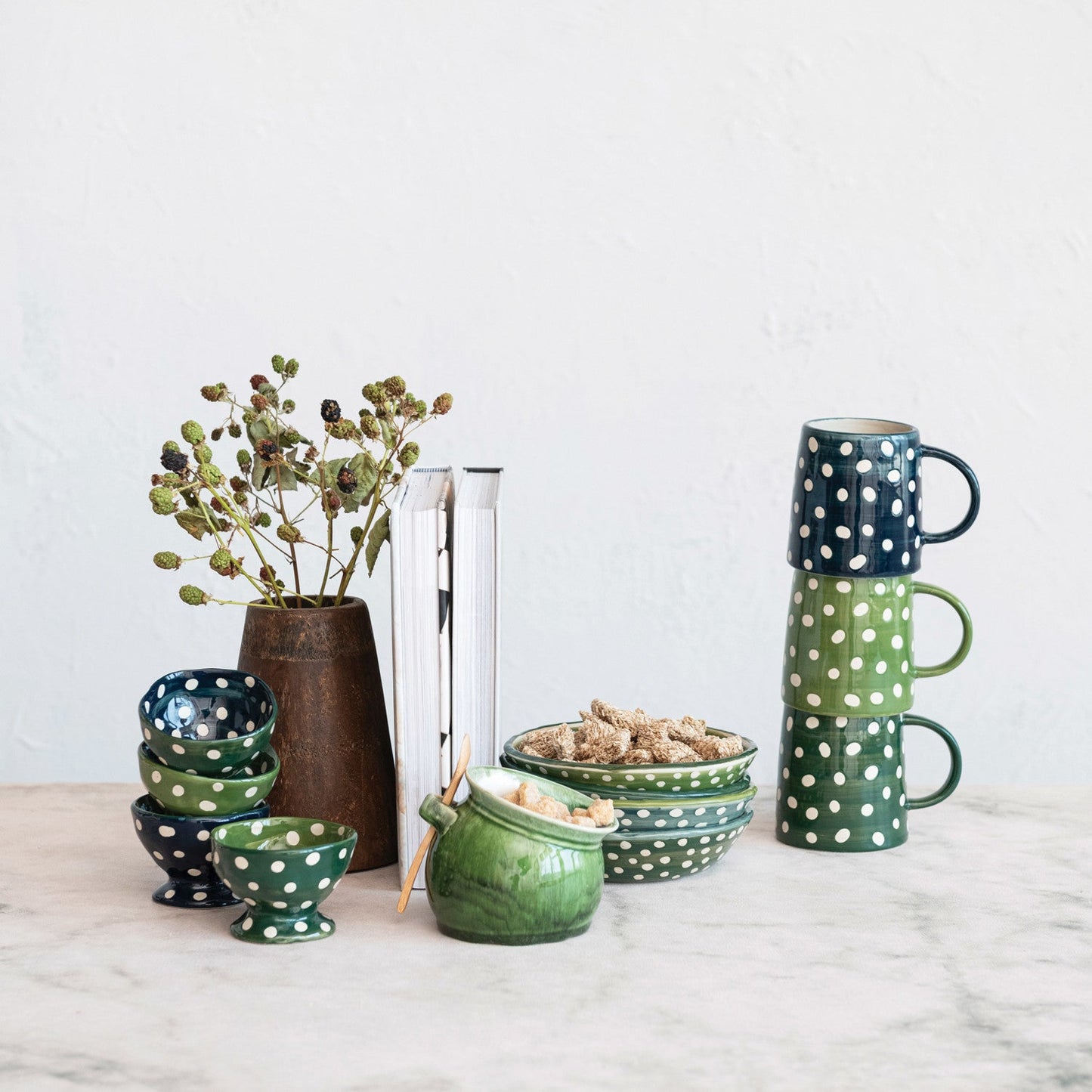 Two-Tone Hand-Painted Stoneware Footed Bowl