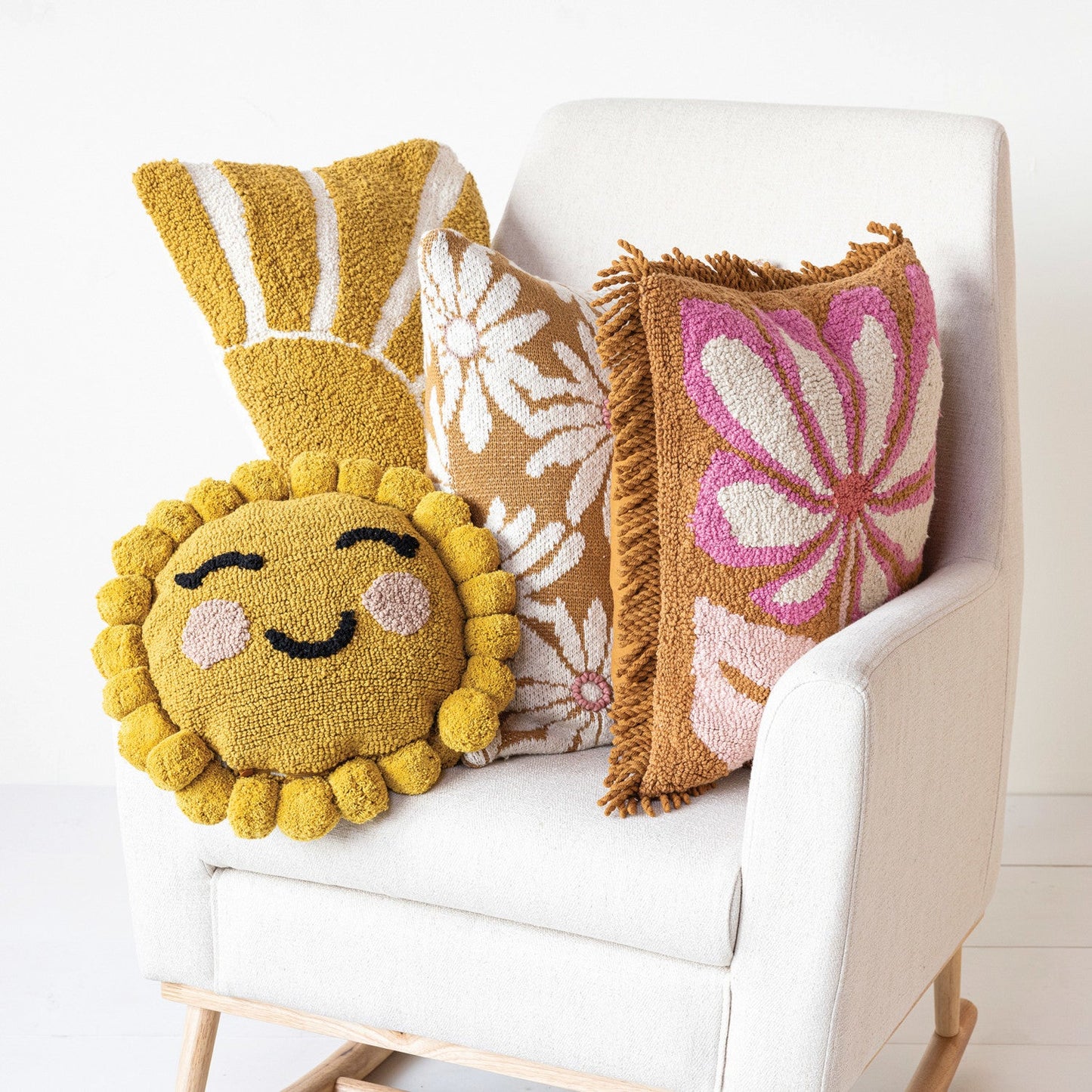 12in Tufted Sun Shaped Pillow