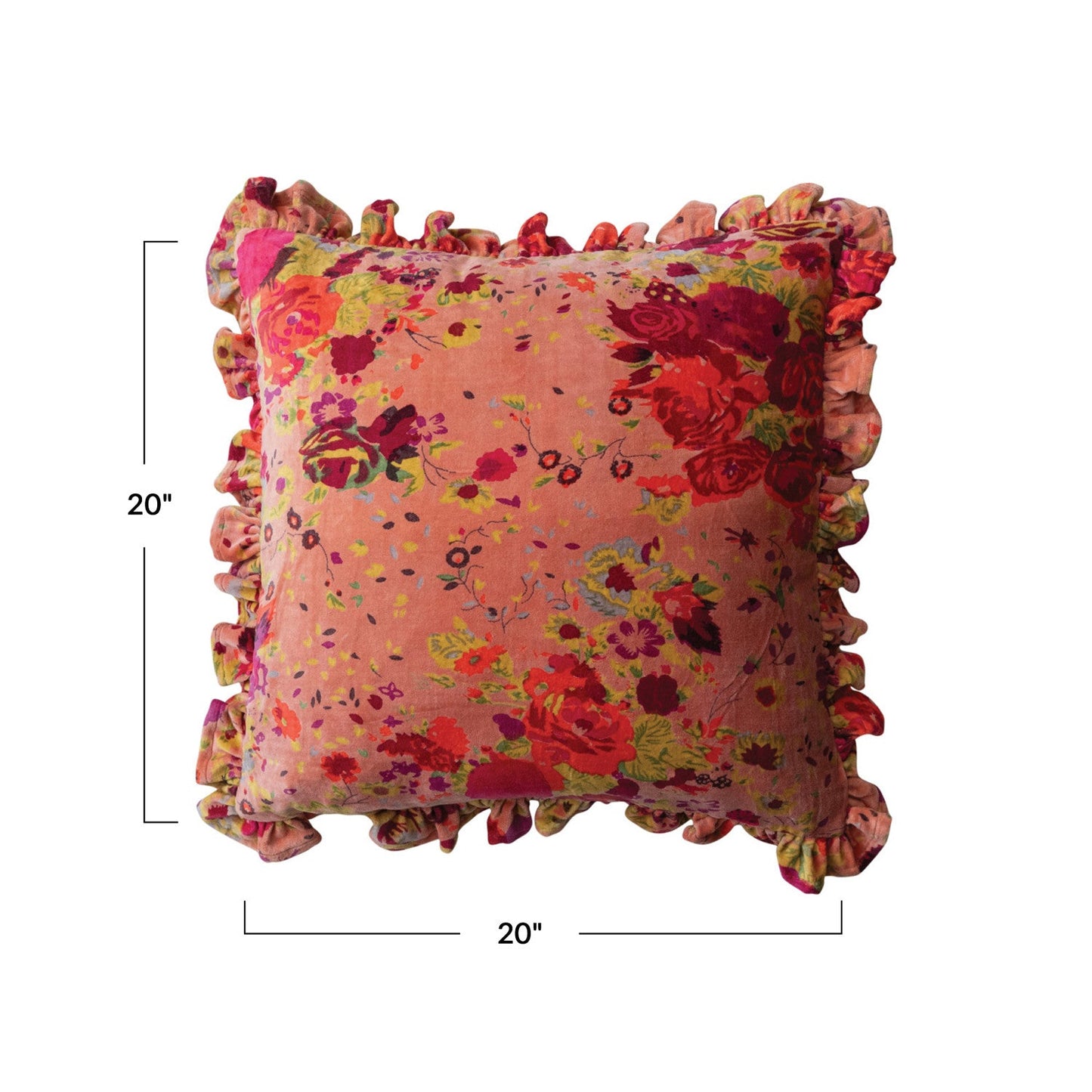 20in Velvet Floral Pattern in Peachy Pink
