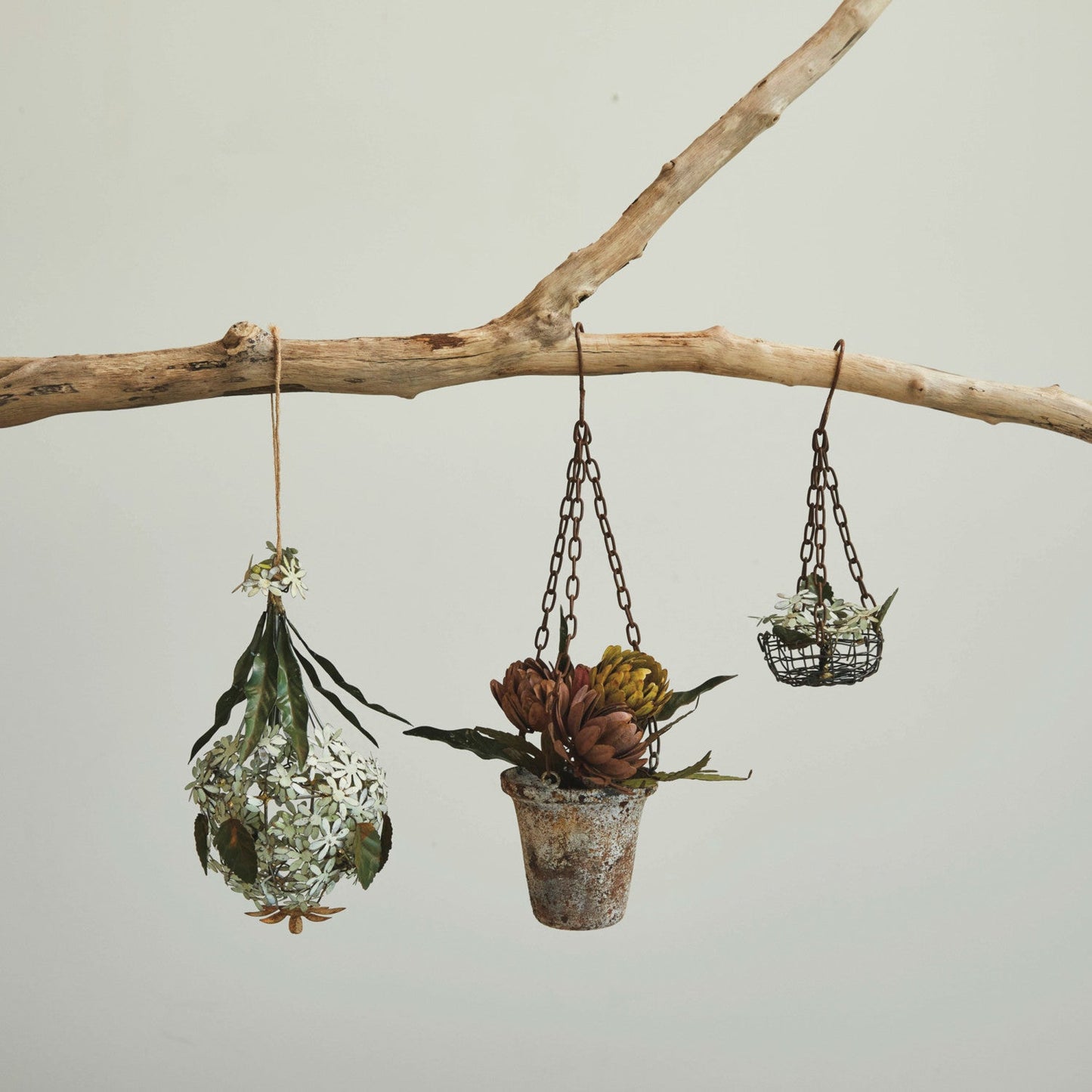Painted Metal Chrysanthemum Pot Ornament