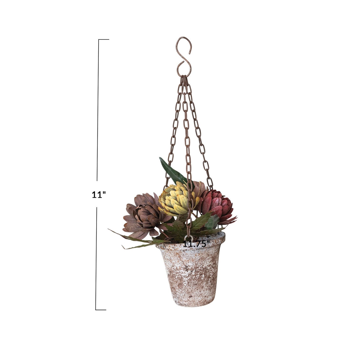Painted Metal Chrysanthemum Pot Ornament