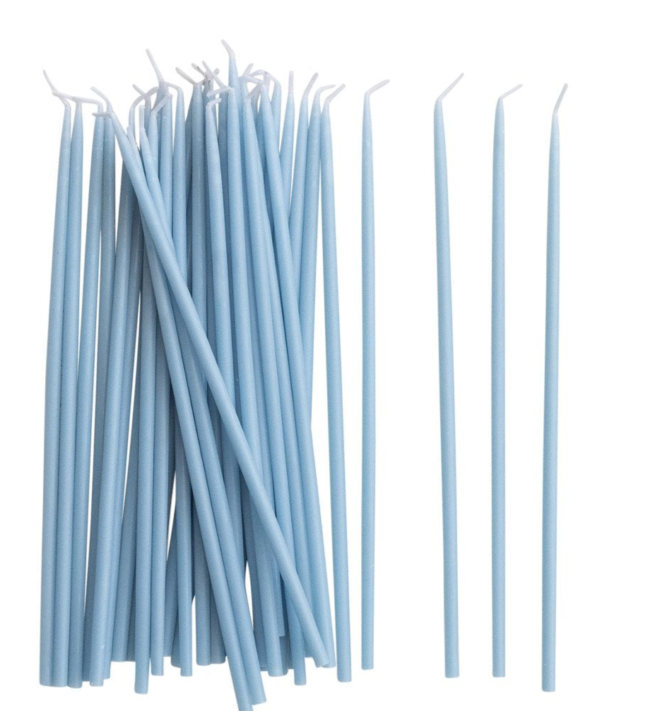 1/4in Unscented Thin Taper Candles, mixed colors set of 15