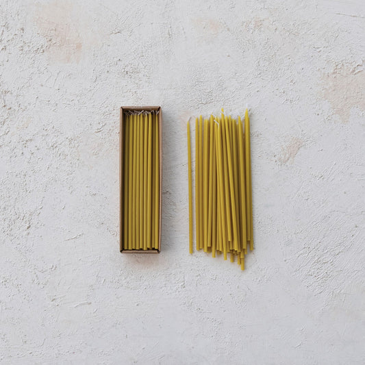 1/4in Unscented Thin Taper Candles, mixed colors set of 15