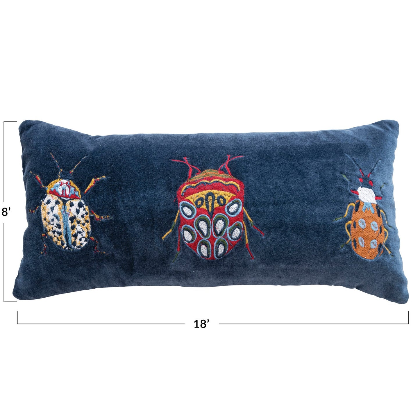 Beetle Velvet Embroidered Lumbar Pillow