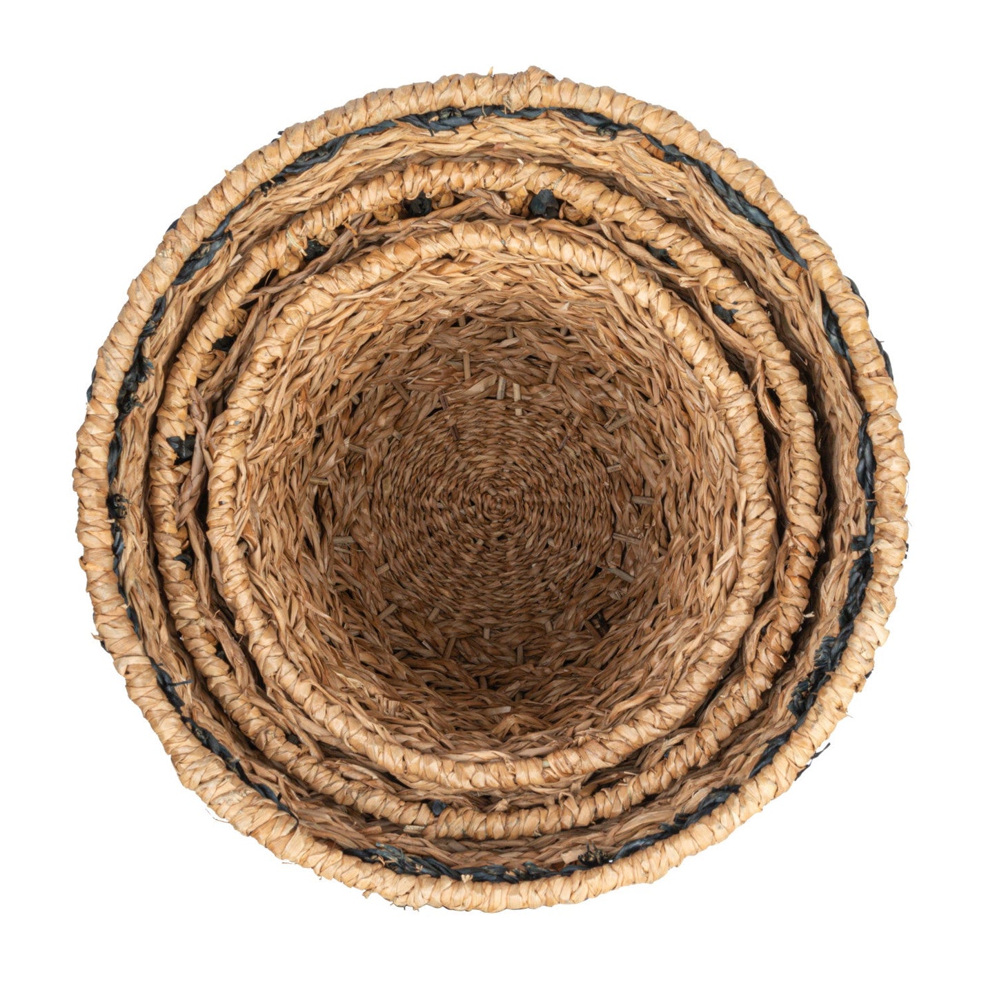 Black & Natural Woven Wicker Baske