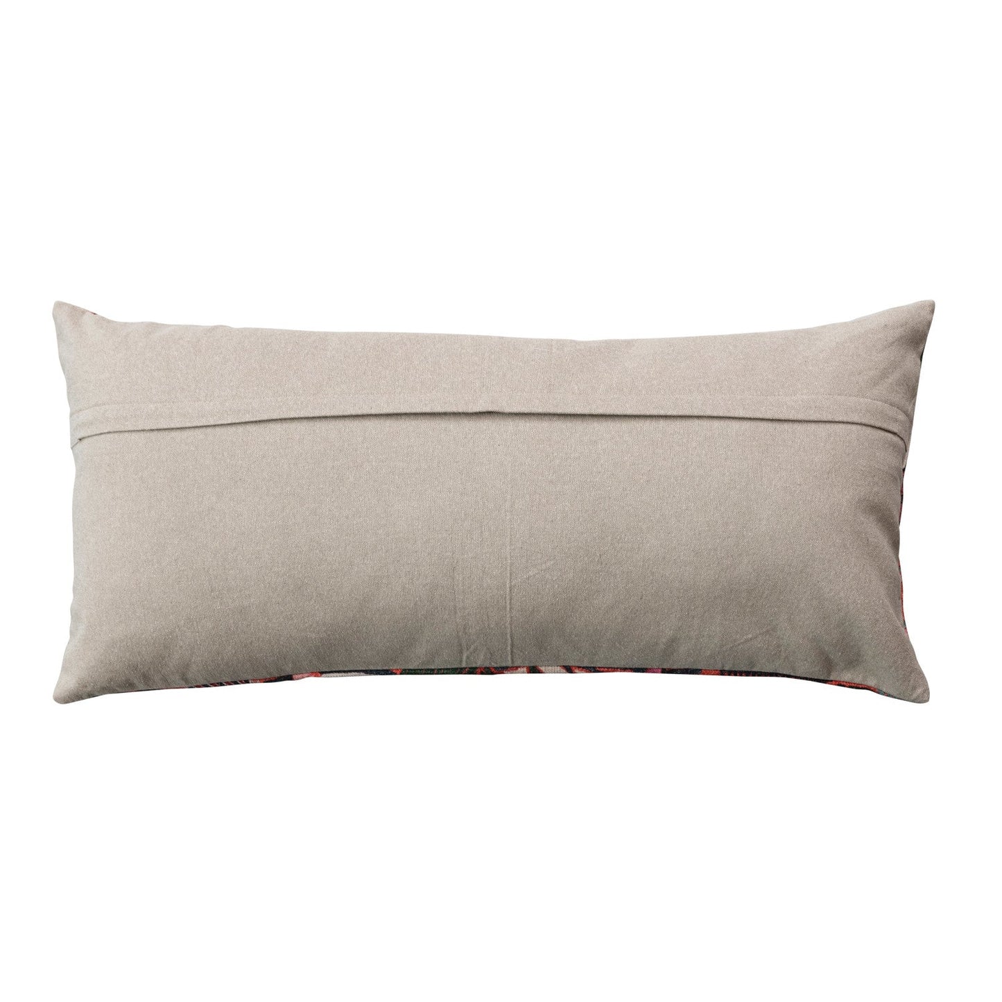 36in Pink Florals Embroidered Lumbar Pillow