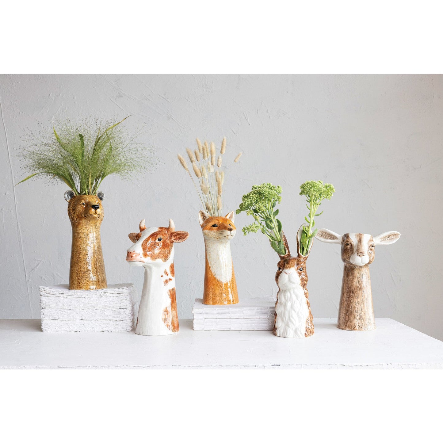 Hand-Painted Stoneware Rabbit Vase