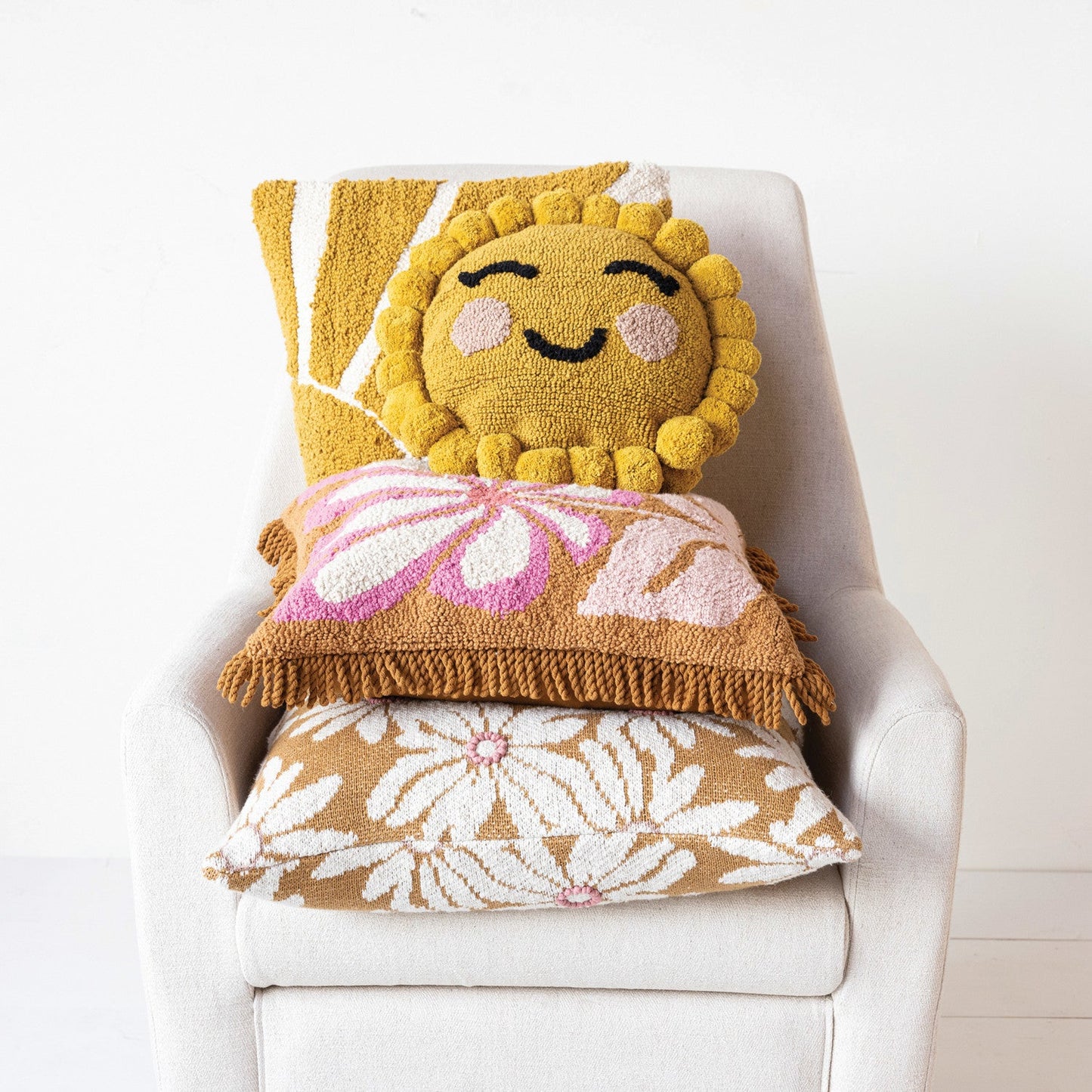 12in Tufted Sun Shaped Pillow
