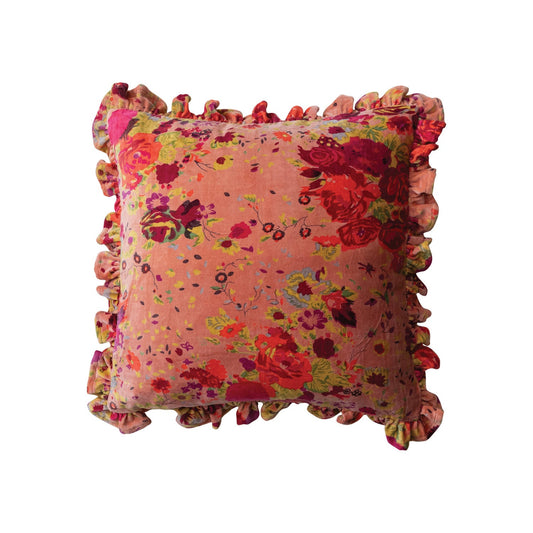 20in Velvet Floral Pattern in Peachy Pink