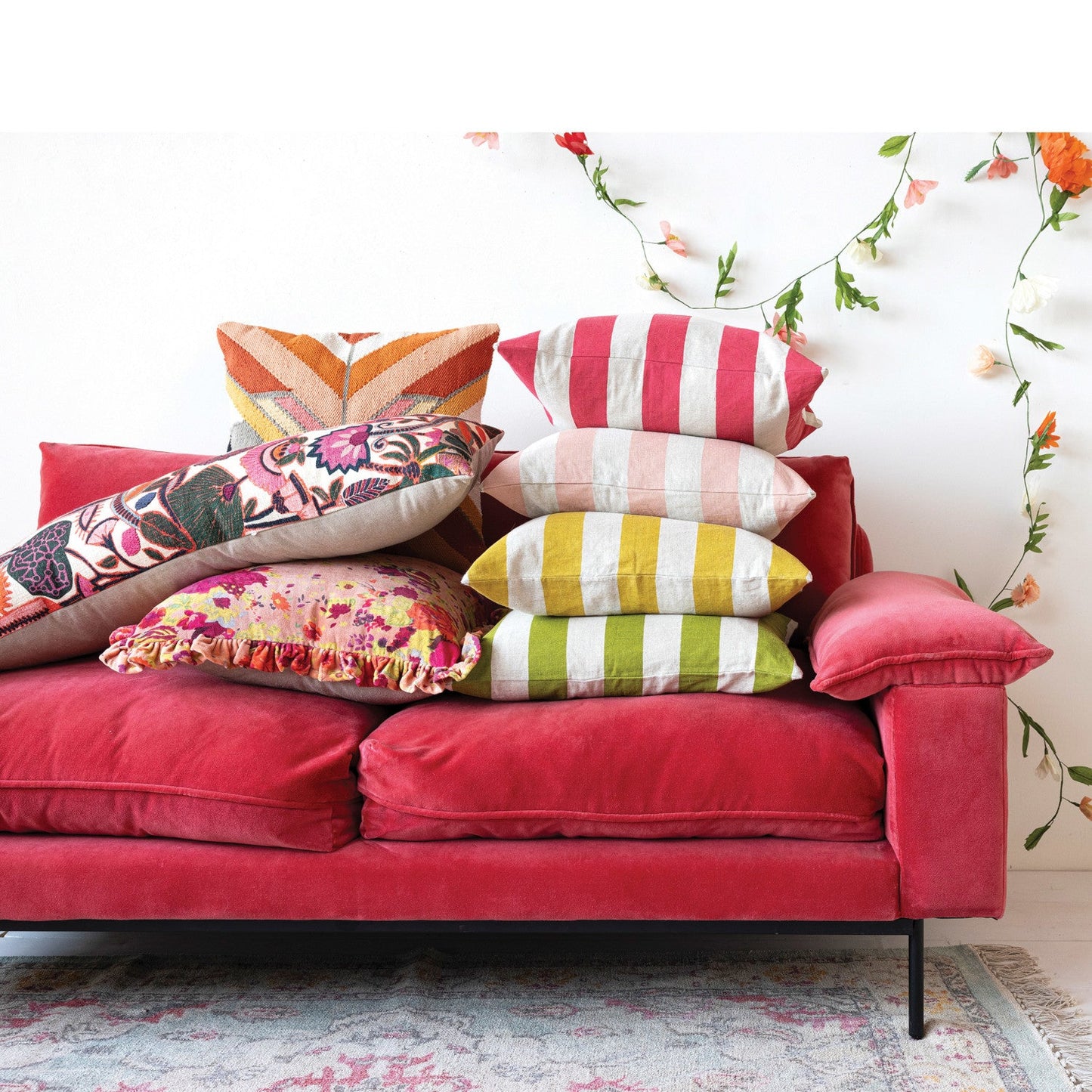 20in Velvet Floral Pattern in Peachy Pink