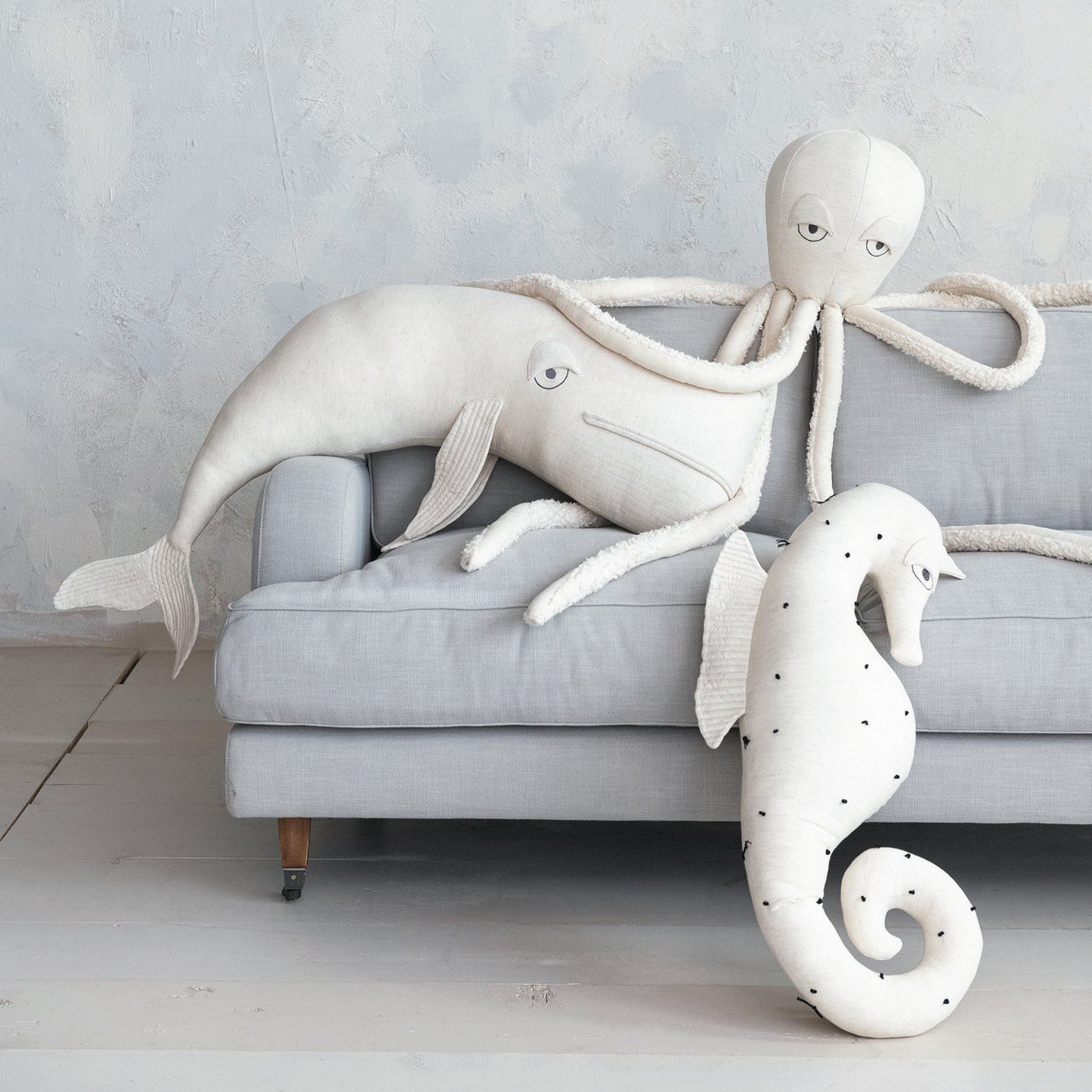 Whale Pillow - 48in x 12in Cotton & Linen